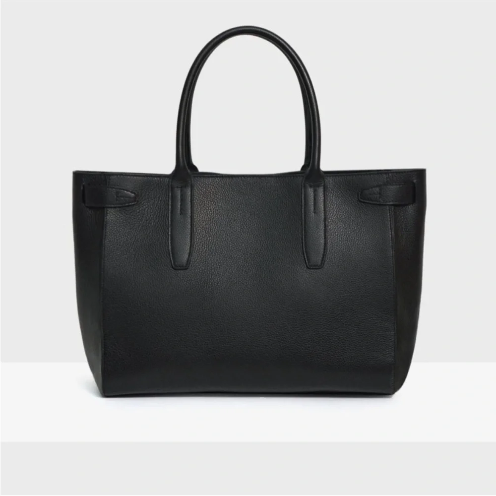 Theory Black Pebbled Leather Tote - Picture 8 of 9